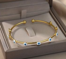 Evil Eye Stainless Steel Cuff Bracelet