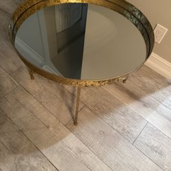 Kate and Laurel Celia Metal Foldable Round Accent Coffee Table Modern Minimalist Design