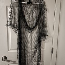 Rhinestone Hooded Poncho/Cape