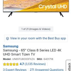 Samsung 65" Class 8 series LED 4k Smart Tv 