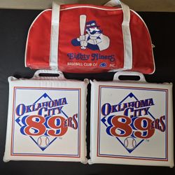 Oklahoma City 89ers Los Angeles Dodgers AAA Minor League Team Vintage Seat Cushions Duffle Bag SGA Stadium Giveaway 