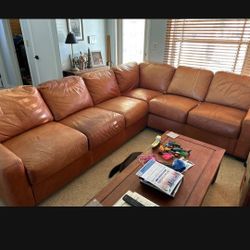 Real Leather Sofa Great Condition 