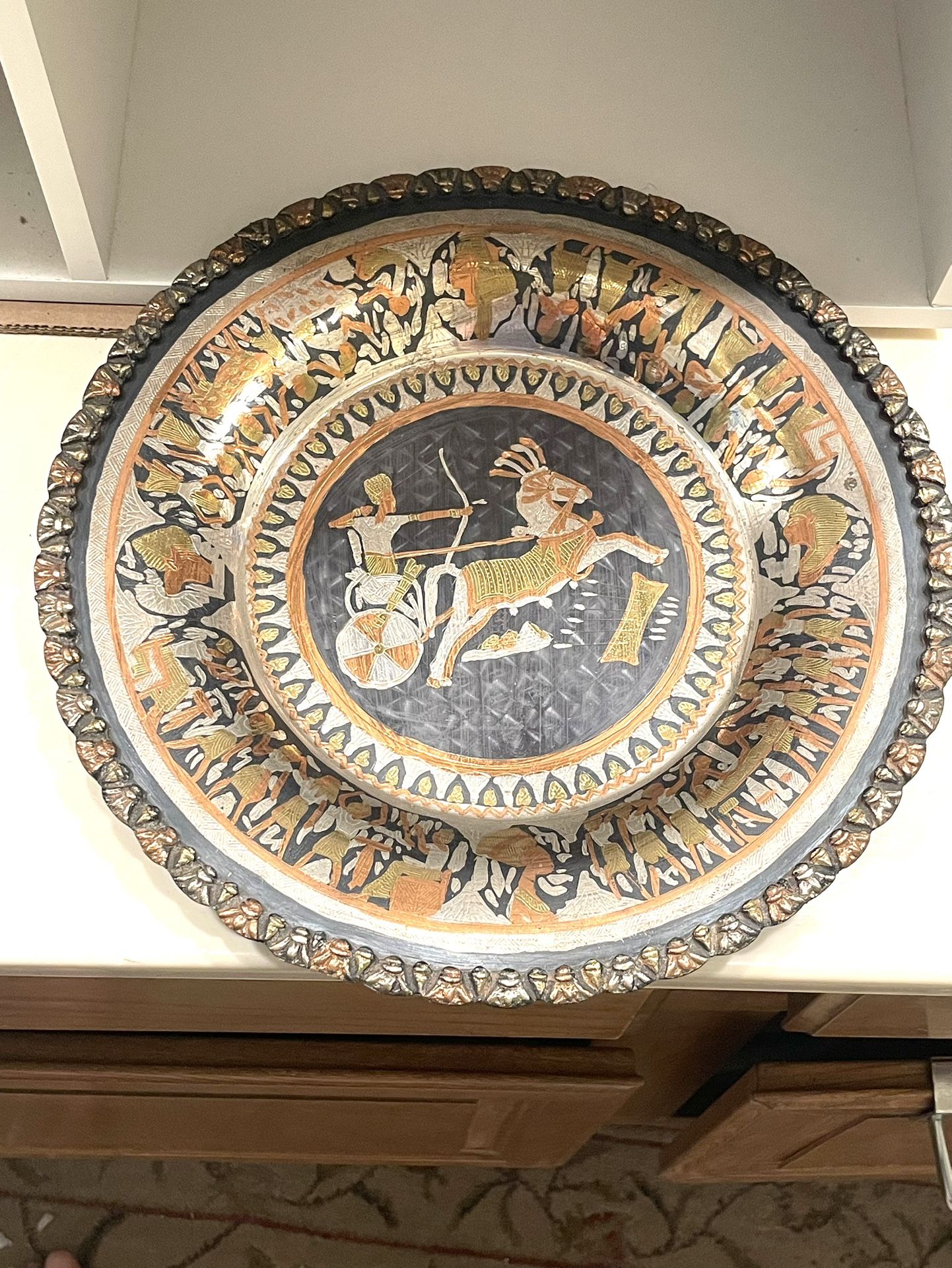 Egyptian Brass Carved Plate