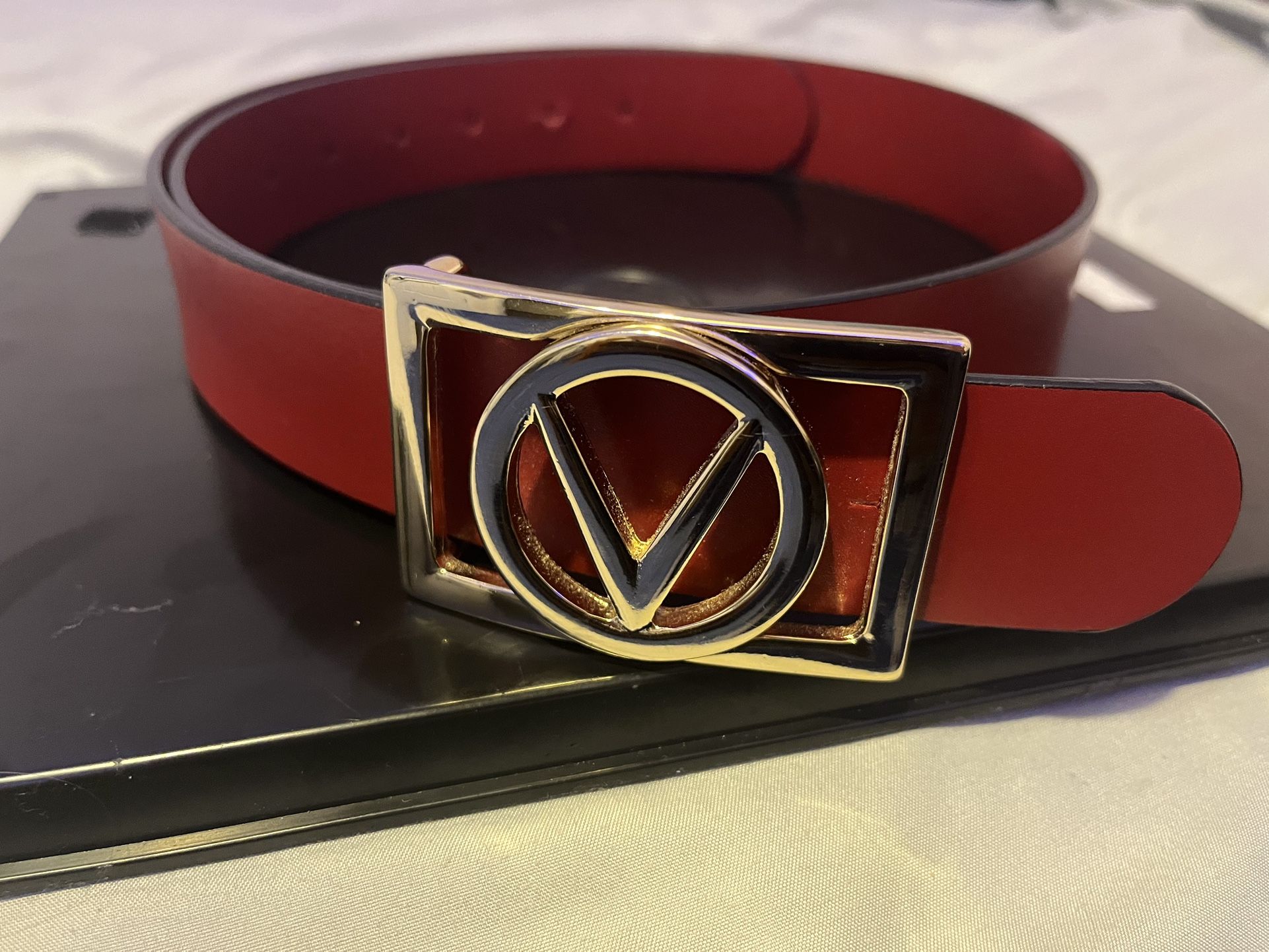 Authentic Mario Valetino Leather Belt And Buckle