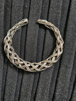 Vintage Woven Brass Cuff Bracelet – Braided Open Torc Style