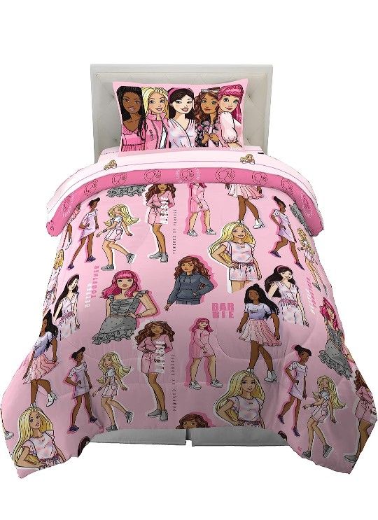 Barbie 5pc Bedding Set New Twin Size