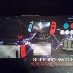 NINTENDO SWITCH KIT WITH 12 SWITCH ACCESSORIES