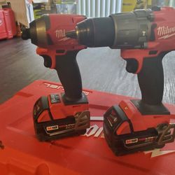 MilwaukeeM18 FUEL 18V Lithium-Ion Brushless Cordless Hammer Drill and Impact Driver Combo Kit (2-Tool) with Two 5Ah Batteries