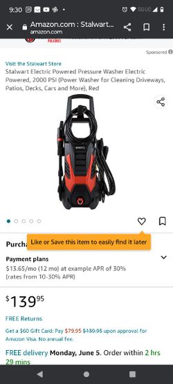 Stalwart Electric Powered Pressure Washer