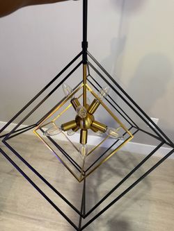 Black and gold geometric Chandelier “adjustable height”