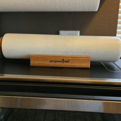 Pampered Chef Full Size Marble Rolling Pin w/Wooden Storage Cradle (New)
