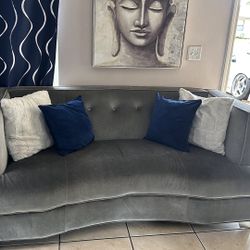 ✨ Modern Curved Gray Sofa – Set of 2 | Spill-Proof Fabric ✨