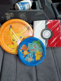 Pokemon party plates napkins and cups