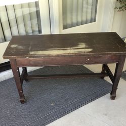 Solid Wood Bench with Storage (needs refinishing)