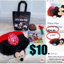 $10 Disney Ligth night Mickey Mouse Pillow toy,Book and more like new batteries operated color changing 