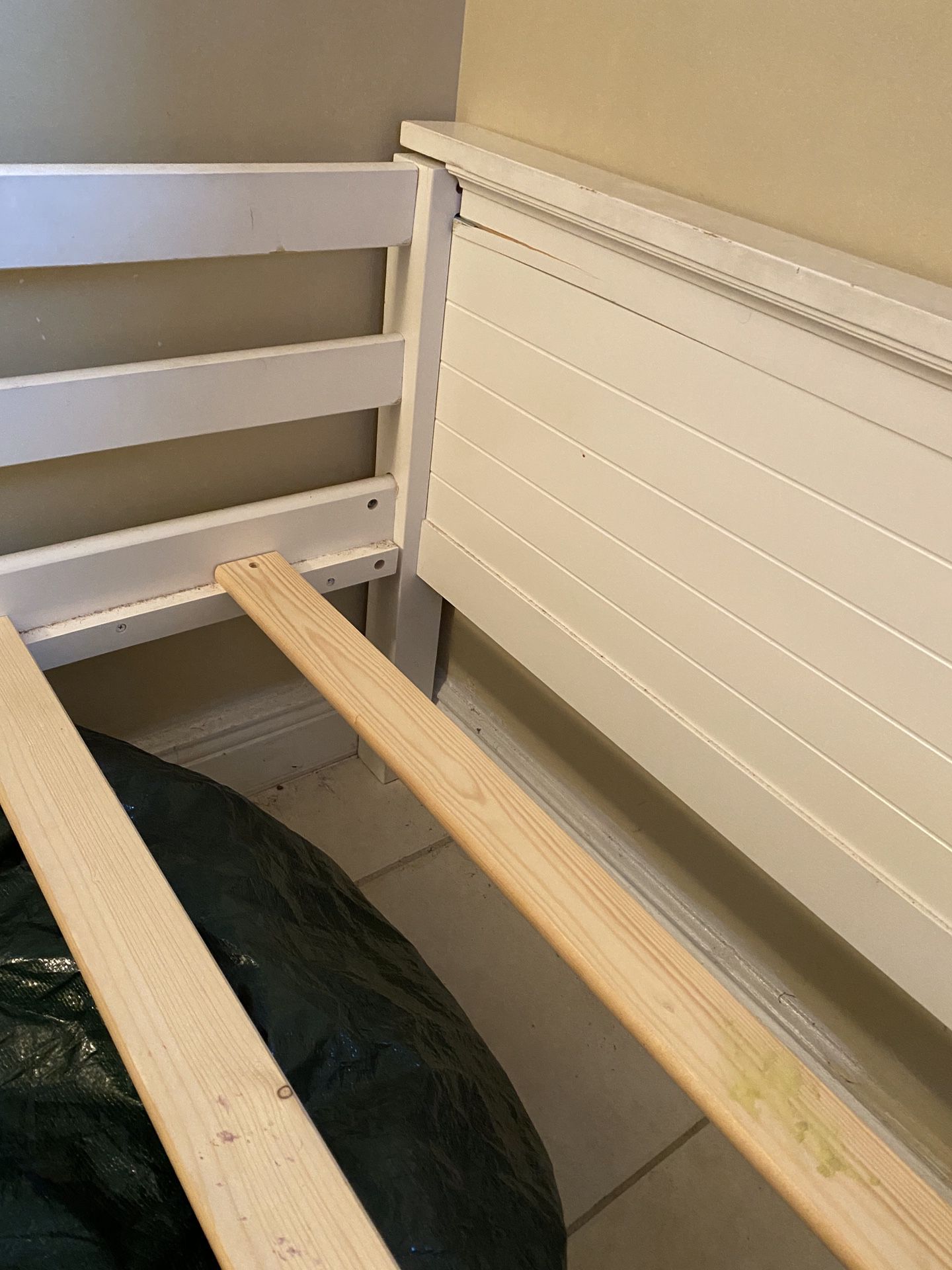 Twin bed frame with rails