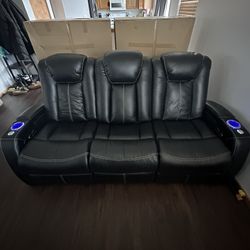 Leather Couch With Power Recliners