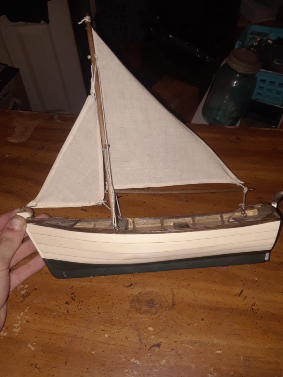 Small wooden sail boat model