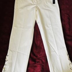 Alfani Women's Comfort Waist Ankle Pants  NWT Size 12  Ivory “Cloud” Flat Front