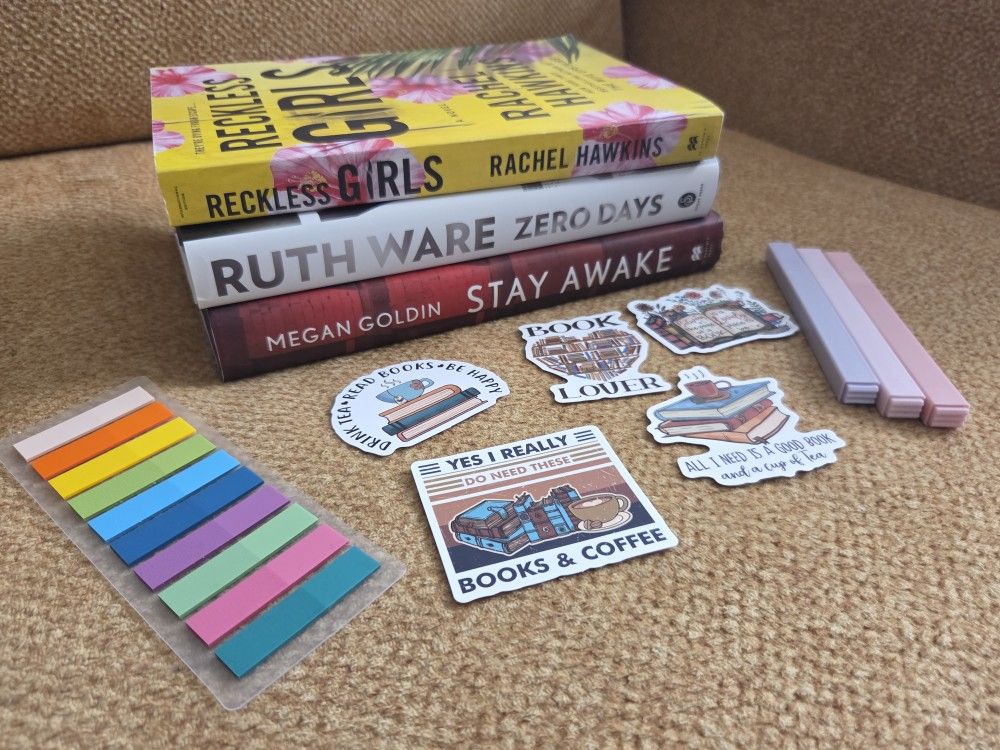 3 Book Lot with stickers, booktabs, book highlighters
