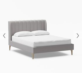 Queen bed Light Gray Velvet Pottery barn