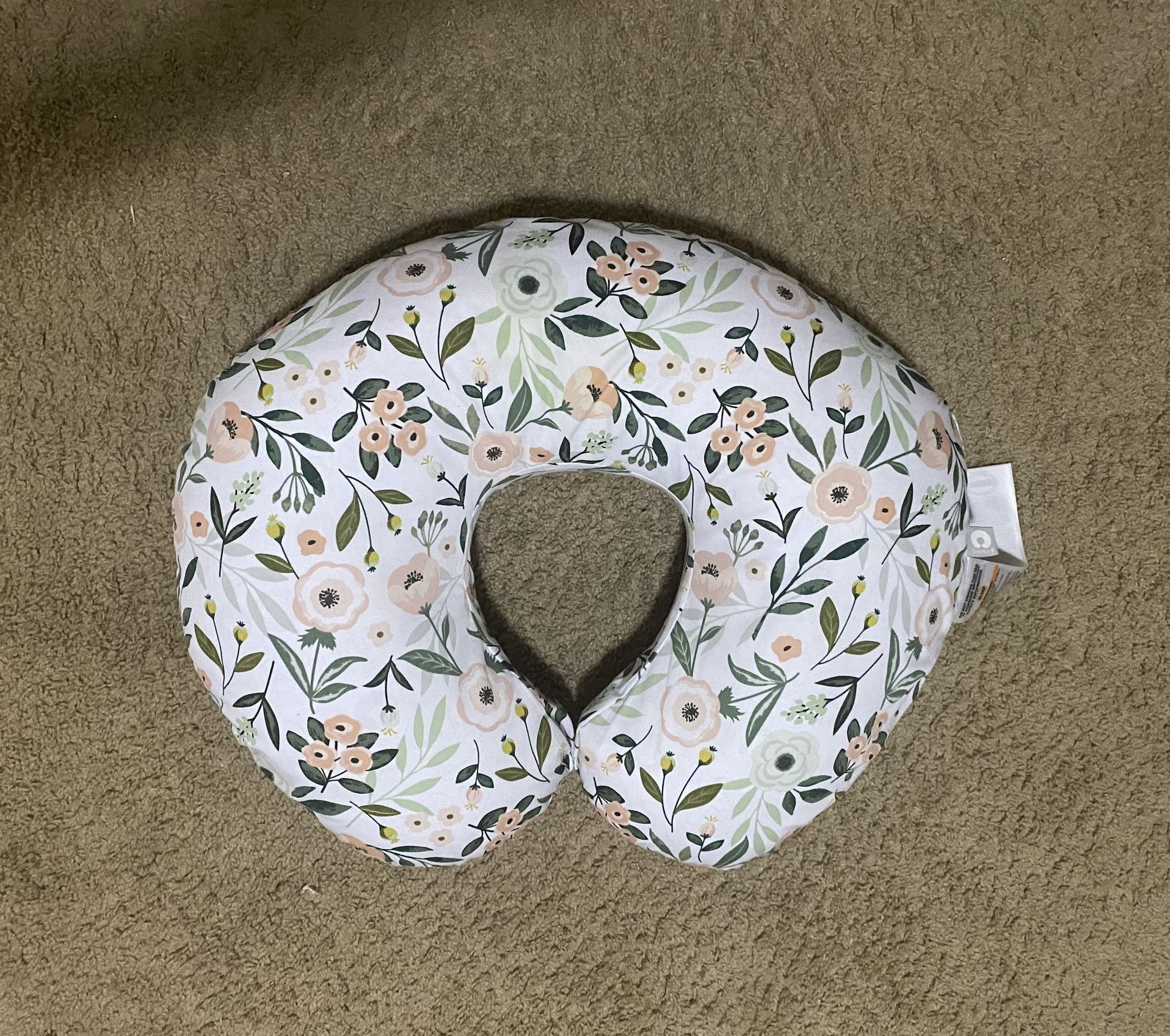 Boppy Original Nursing Pillow, Pink Garden, Ergonomic Nursing Essentials for Bottle and Breastfeeding, Firm Fiber Fill, with Removable Pillow Cover