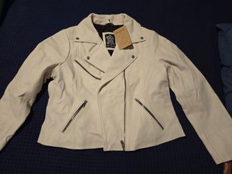 Real leather white women's jacket