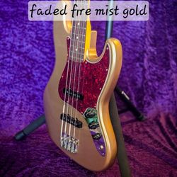 Fender American Professional Classic Jazz Bass Faded Fire Mist Gold 2025 New With Gig Bag USA Corona Made