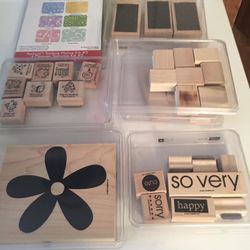 Wooden rubber stamps and clear stamps