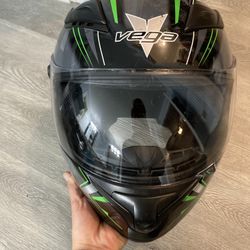 Vega AT2 Green Flash Full Face Motorcycle Helmet Adult Large