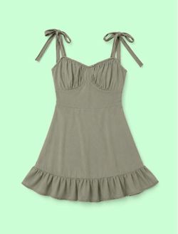 Hollister Sage Green Tie-Strap Ruffle Mini Dress