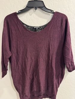 Express Burgundy Knit Top with Lace Back Size S