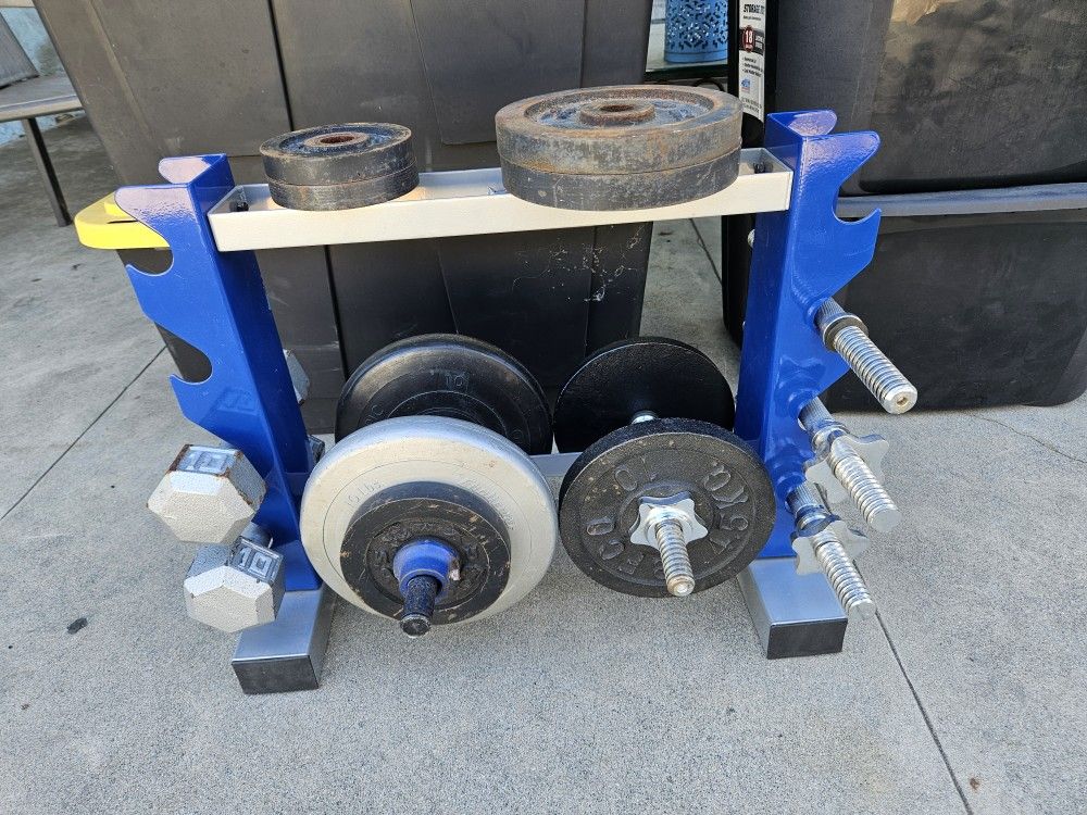 Gold's Gym Reebok weight set with stand