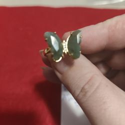 Green Adventuring Adjustable Butterfly Ring