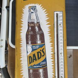 Antique Dads Root Beer Thermometer Vintage Old Soda Sign Coca Cola Mid Century Modern Man Cave