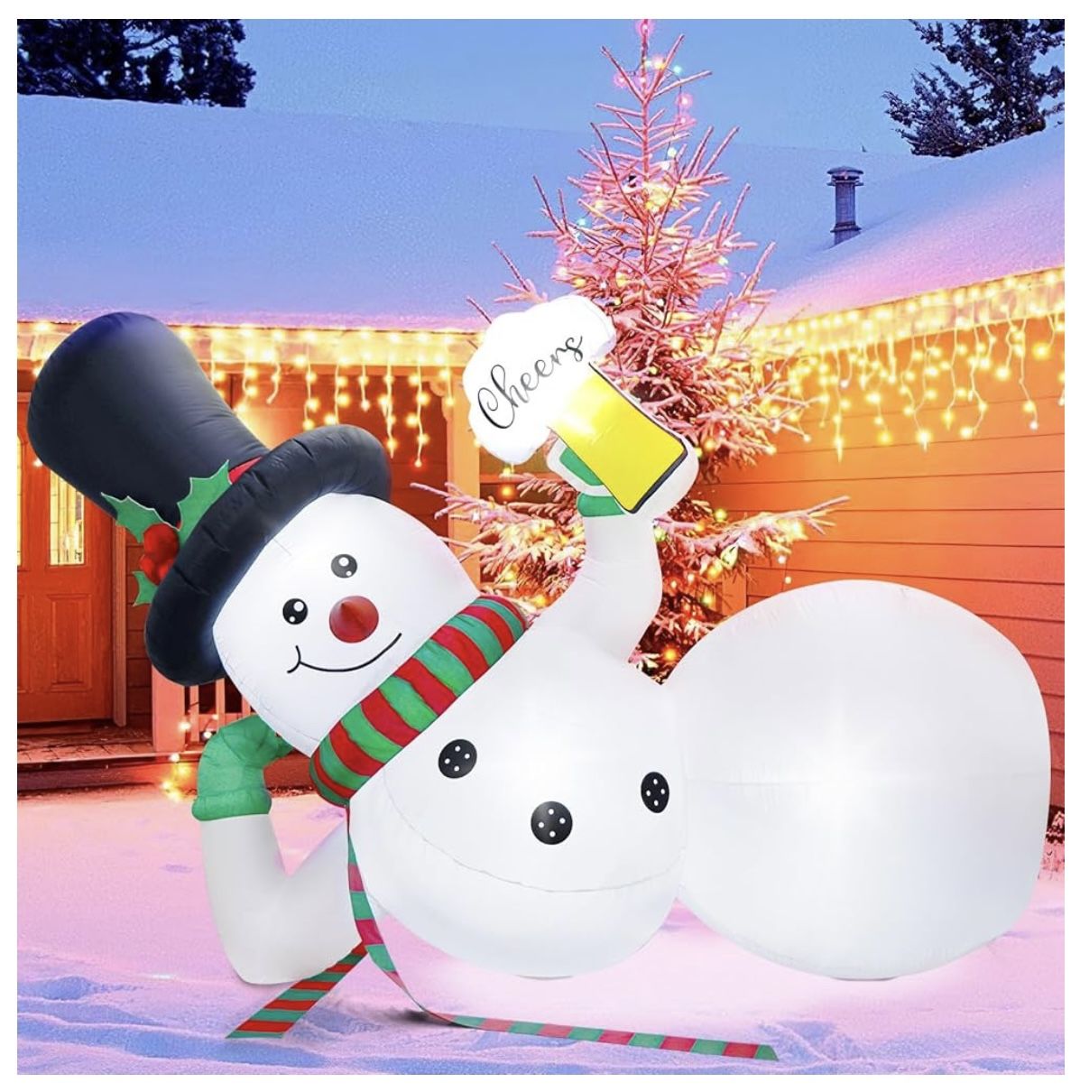 Christmas Lounging Lying Inflatable Snowman 10ft