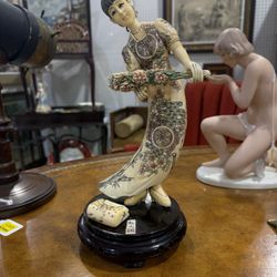 geise ivory kimono finely worked with floral motifs early 20th century 