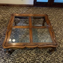 Wood Coffee Table,  approx. (40”x40”) & 16.5” Tall. 