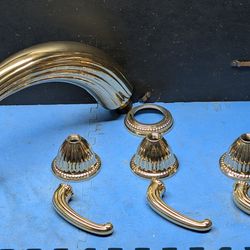 Vintage Brass Faucet w/Handles (fixtures only) - Brass Gooseneck Tub Spout w/3 Handles