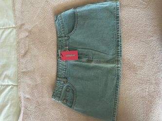 Edikted Light Wash Denim Mini Skirt