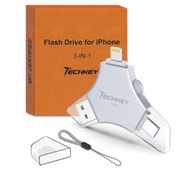 New 3 In 1 USB 3.0 Flash Drive 256GB for Phone PC