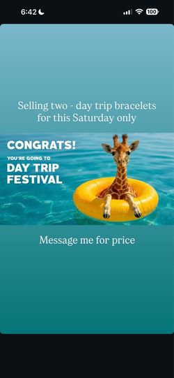 Two - day trip bracelets for Saturday for sale