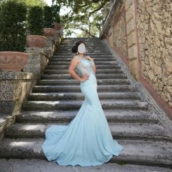Teal / Aqua Long Prom Dress
