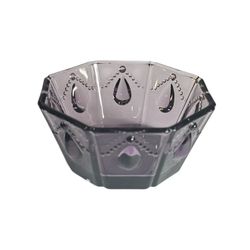 Purple Transparent Floral Design Tear Drop Candy Dish Bowl