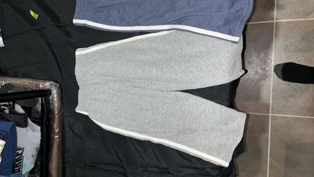 Gray Sweatpants with White Side Stripes