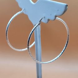 925 Silver Diamond Cut Hoops.local Pickup And Shipping Available 