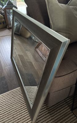 Beautiful Wood Mirror With Silver Frame 