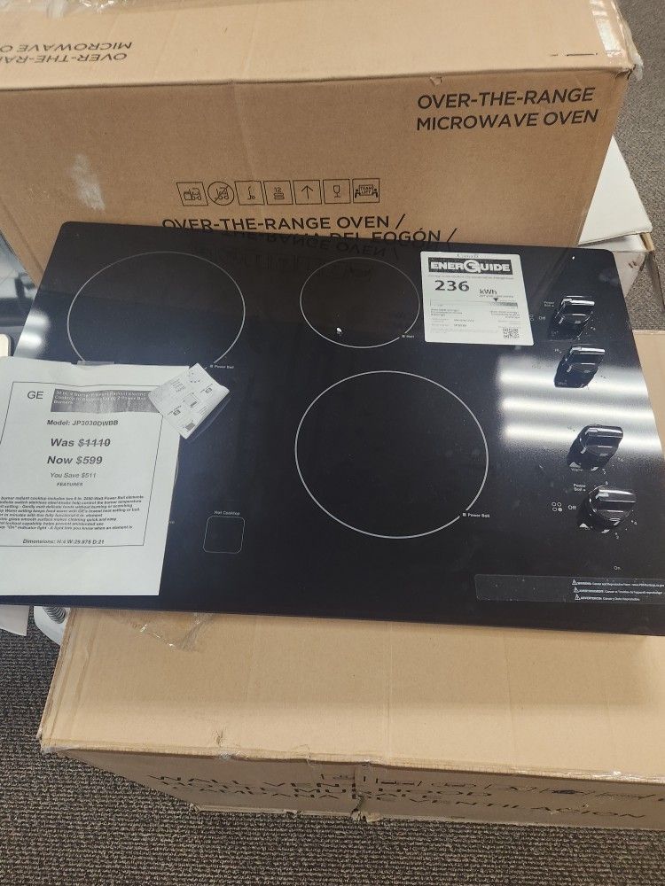 30 in. 4 Burner Element Radiant Electric Cooktop in Black including 2 Power Boil Burners