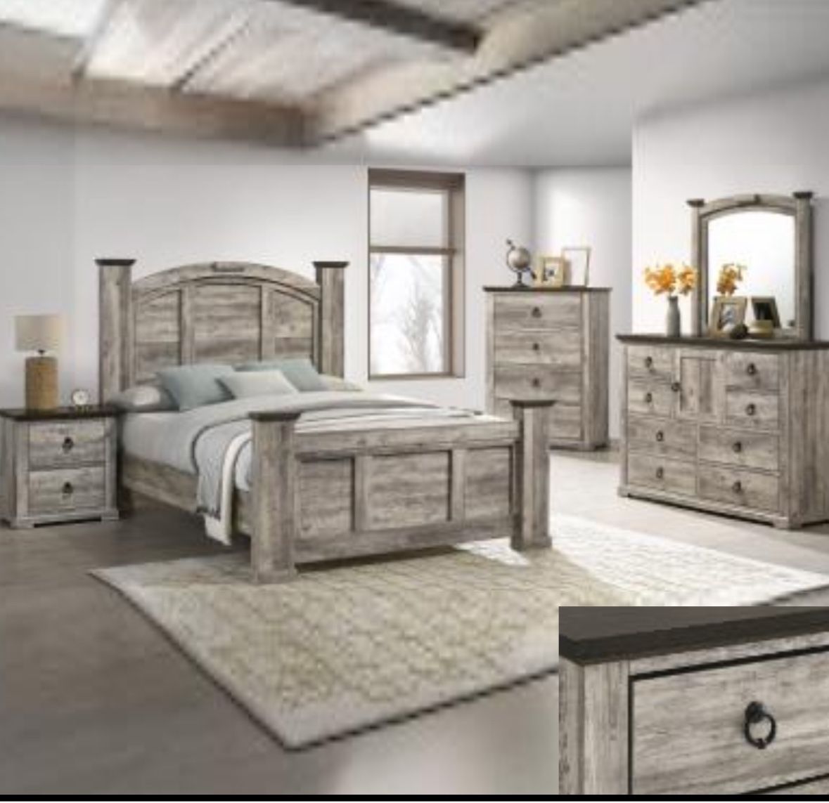 4 Pc Bedroom set Dresser,Mirror Nightstand (1) Queen size bed frame Not including Mattress and Box Sp,All Products : American Fashion Style Bags On Sale