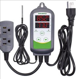 Inkbird ITC-308 Digital Temperature Controller Thermostat
110V 10A 1100W 2-Stage Outlet with Heating and Cooling Mode for Carboy Homebrew Fermenter Gr